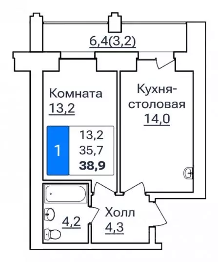 1-к кв. Амурская область, Благовещенск ул. Горького, 205 (38.9 м) - Фото 0