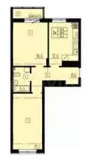 2-к. квартира, 61 м, 8/8 эт. - Фото 1
