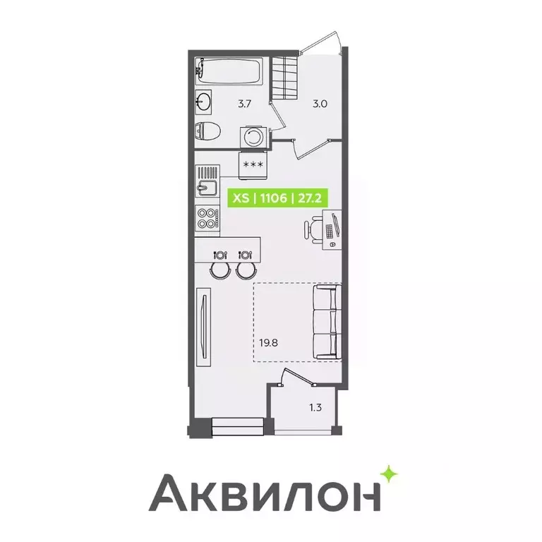 Студия Санкт-Петербург Планерная ул., 87к1 (27.2 м) - Фото 0