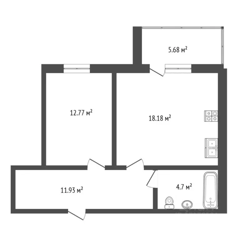 1-к кв. Тюменская область, Тюмень Широтная ул., 209к1 (47.6 м) - Фото 2