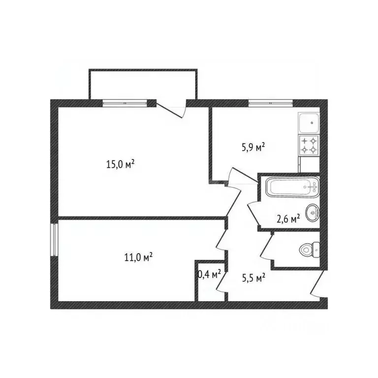 2-к кв. Брянская область, Почеп пер. 2-й Мира, 24 (43.8 м) - Фото 1