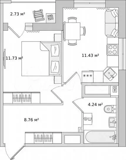 1-к. квартира, 38,9м, 13/23эт. - Фото 1