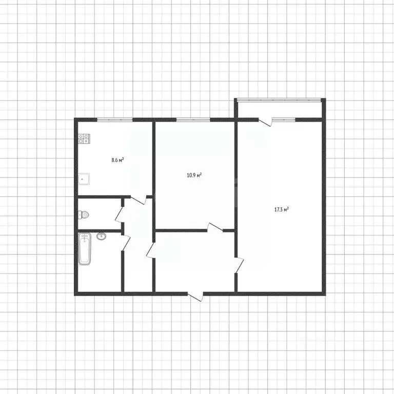 2-к кв. Белгородская область, Белгород ул. Буденного, 8 (50.1 м) - Фото 2