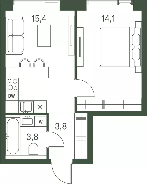 1-к квартира, 37.1 м - Фото 0