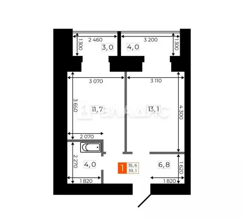 1-комнатная квартира: Благовещенск, Кузнечная улица, 169/3 (39.1 м) - Фото 1
