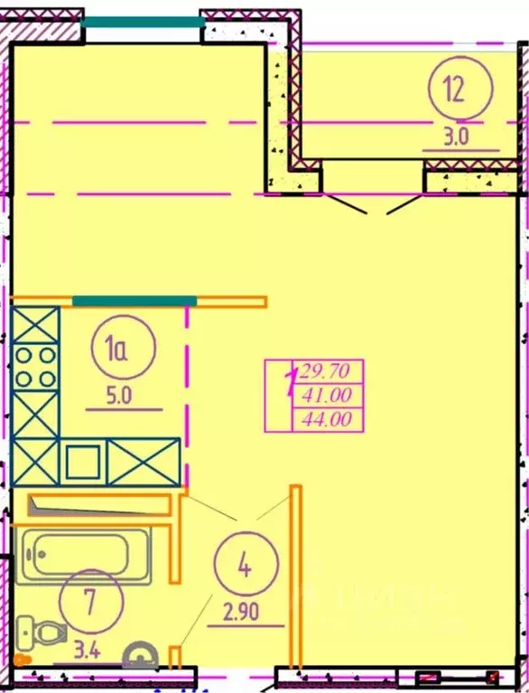 1-к кв. Оренбургская область, Оренбург Слесарный пер., 7 (44.0 м) - Фото 1
