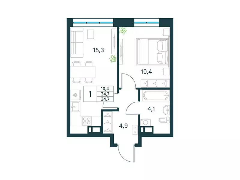 2-комнатная квартира: Чита, микрорайон Хороший, 10 (55.5 м) - Фото 1