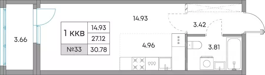 1-к кв. Карелия, Петрозаводск Александровский Завод тер.,  (30.78 м) - Фото 1