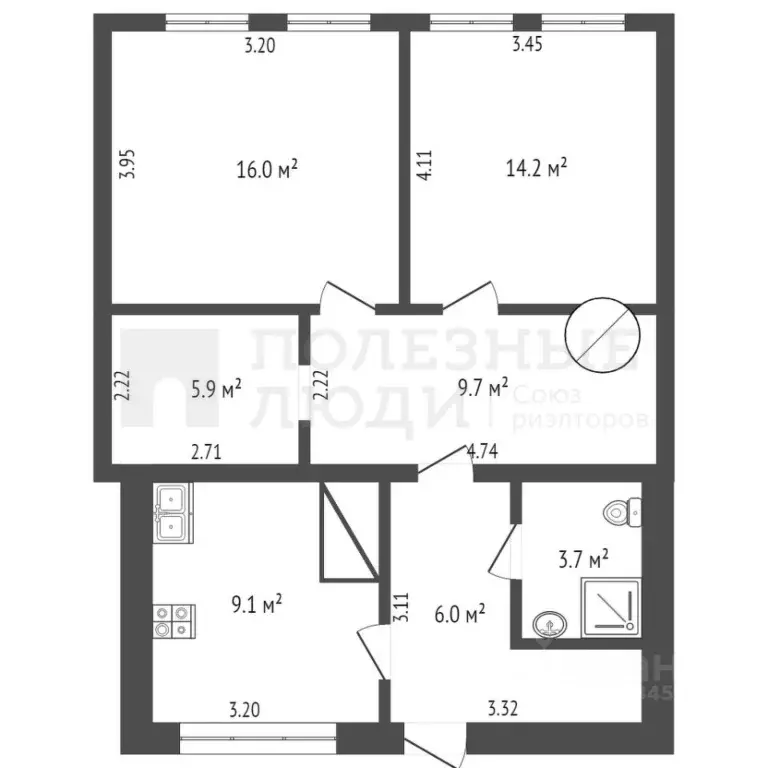 4-к кв. Новгородская область, Боровичи пер. Новоселецкий, 1 (64.6 м) - Фото 2