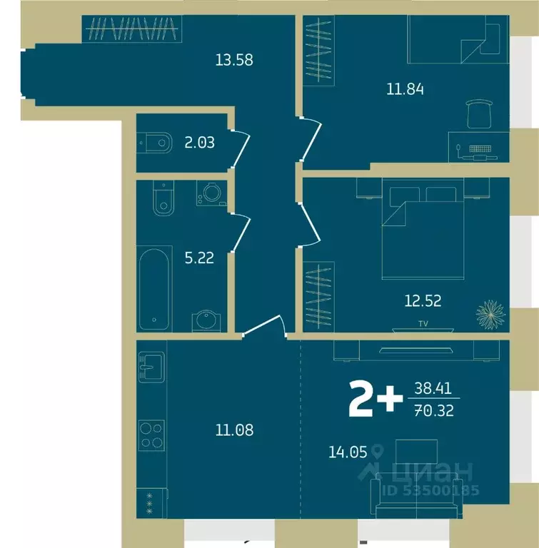 2-к кв. Башкортостан, Уфа Революционная ул., 39/4 (70.32 м) - Фото 1