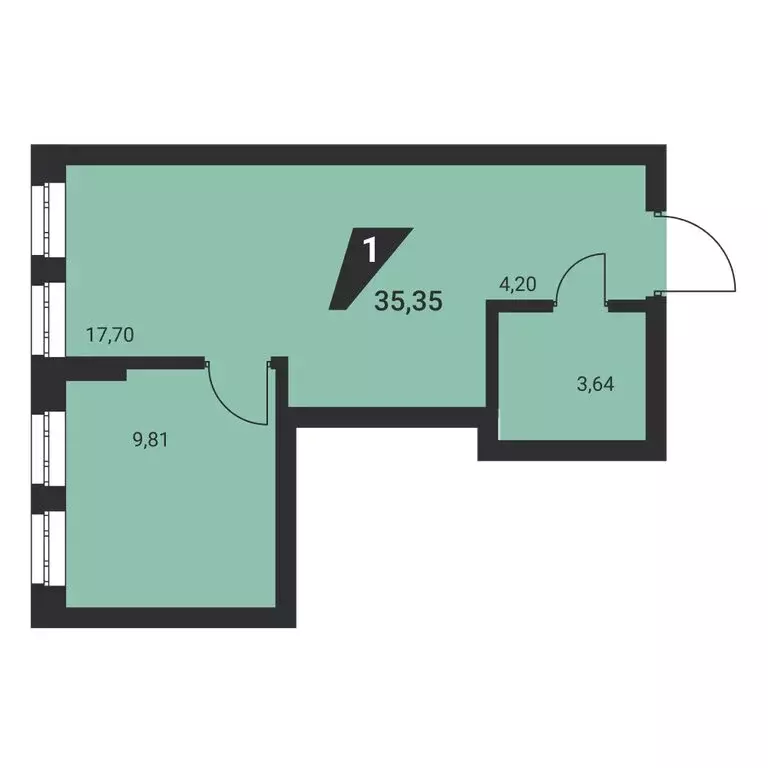 1-комнатная квартира: Екатеринбург, Монтёрская улица, 8 (35.35 м) - Фото 1