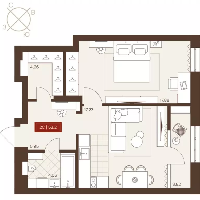 2-к кв. Новосибирская область, Новосибирск Невский жилой комплекс ... - Фото 1