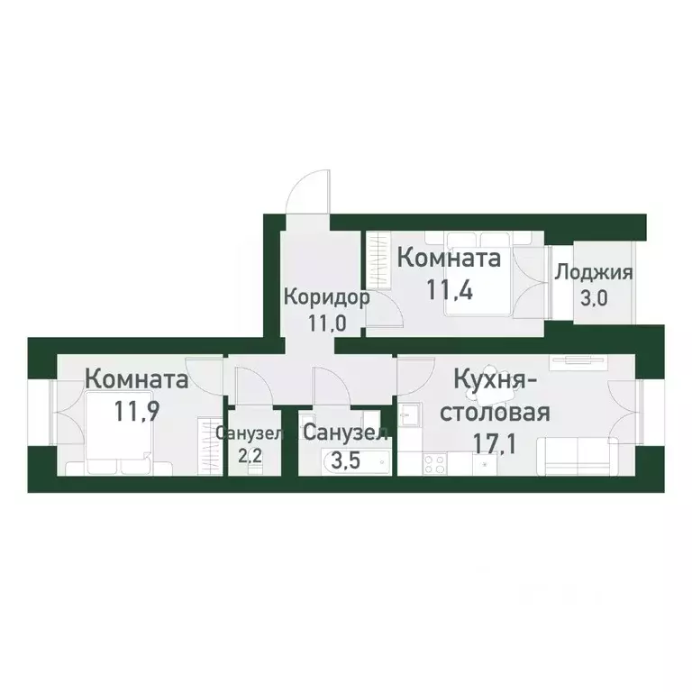 2-к кв. Свердловская область, Екатеринбург Твоя Привилегия жилой ... - Фото 0