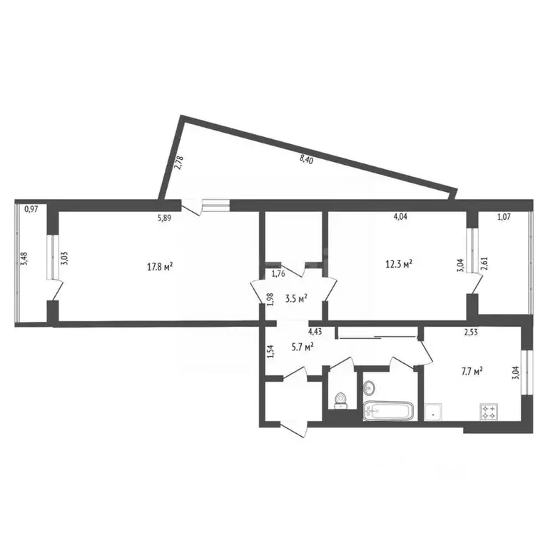 2-к кв. Амурская область, Благовещенск Институтская ул., 5 (53.0 м) - Фото 1