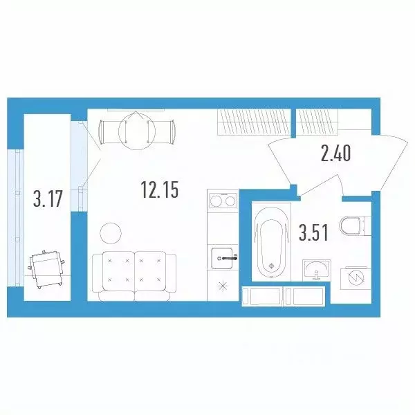 Студия Санкт-Петербург пос. Шушары, просп. Старорусский, 3к1 (20.1 м) - Фото 1
