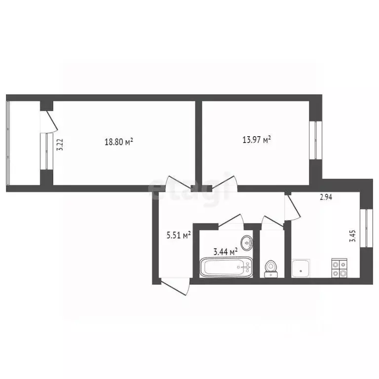 2-к кв. Московская область, Мытищи Трудовая ул., 22 (56.8 м) - Фото 2