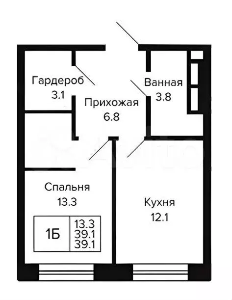 1-к. квартира, 39,1 м, 2/23 эт. - Фото 0