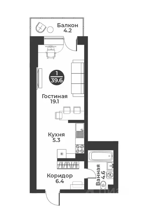 1-к кв. Хакасия, Абакан ул. Генерала Тихонова, 7 (39.6 м) - Фото 0