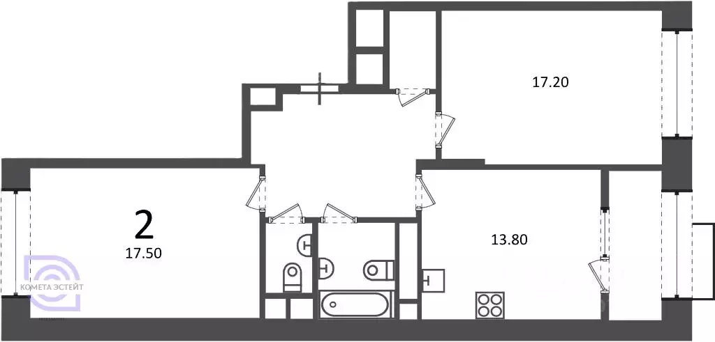 2-к кв. Москва Клинская ул., 2А (67.2 м) - Фото 1