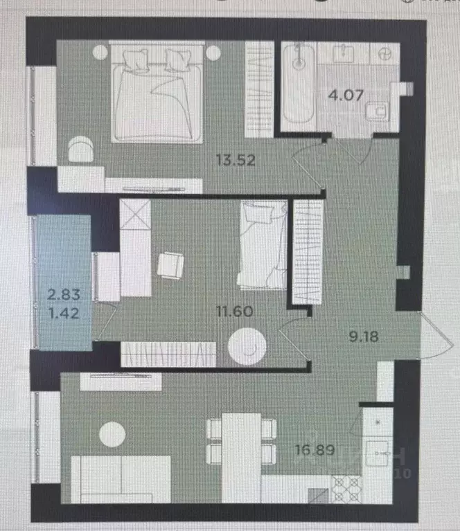 2-к кв. Калининградская область, Калининград ул. Героя России ... - Фото 2