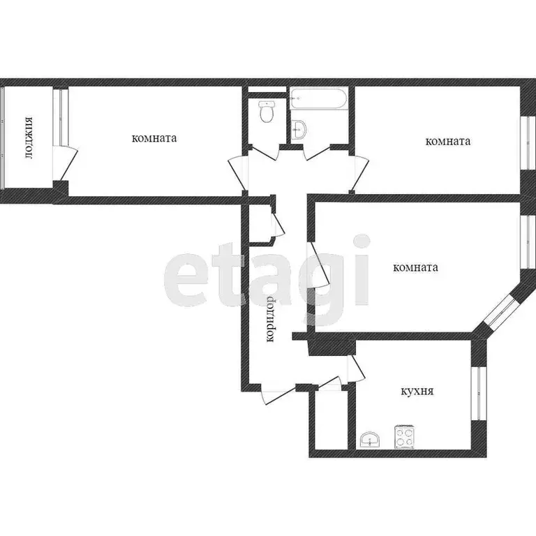 Квартира, 3 комнаты, 68.7 м - Фото 0