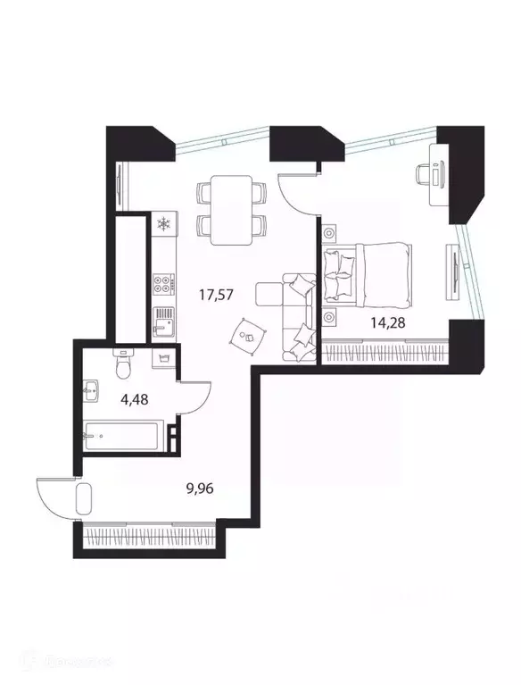 1-к кв. Рязанская область, Рязань пер. 1-й Осенний, 15 (46.29 м) - Фото 1