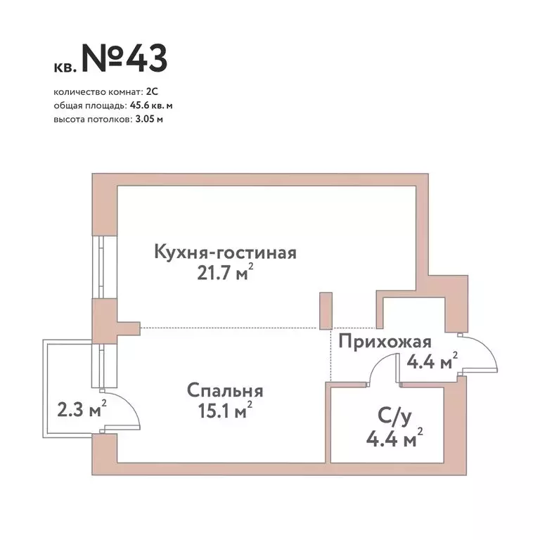 2-комнатная квартира: Новосибирск, жилой комплекс Флора и Фауна (45.5 ... - Фото 0
