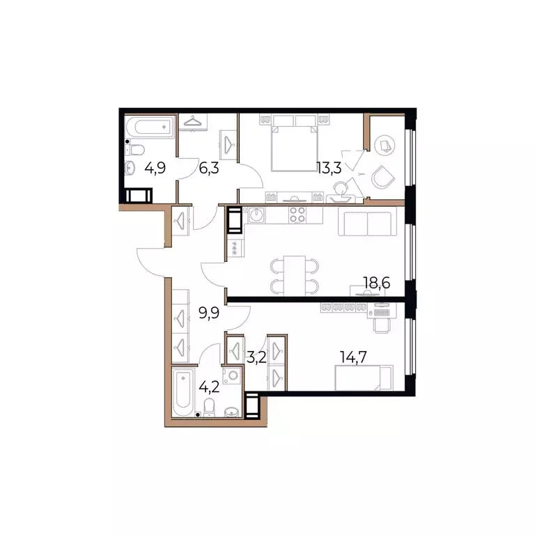 2-комнатная квартира: Череповец, Рыбинская улица, 69 (76.8 м) - Фото 1