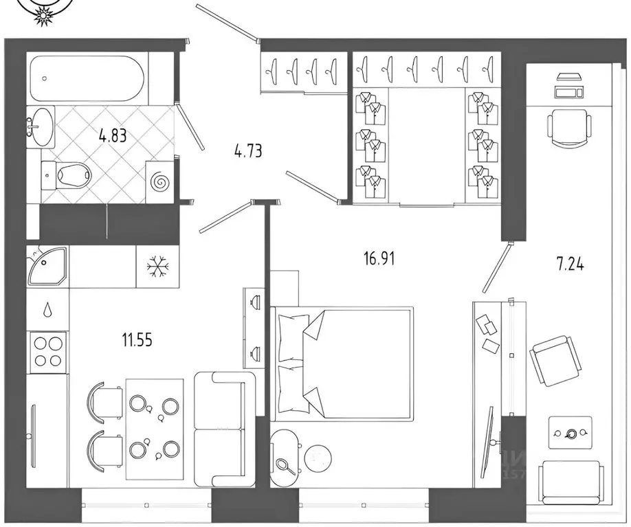1-к кв. Санкт-Петербург Бокситогорская ул., 27 (42.2 м) - Фото 2