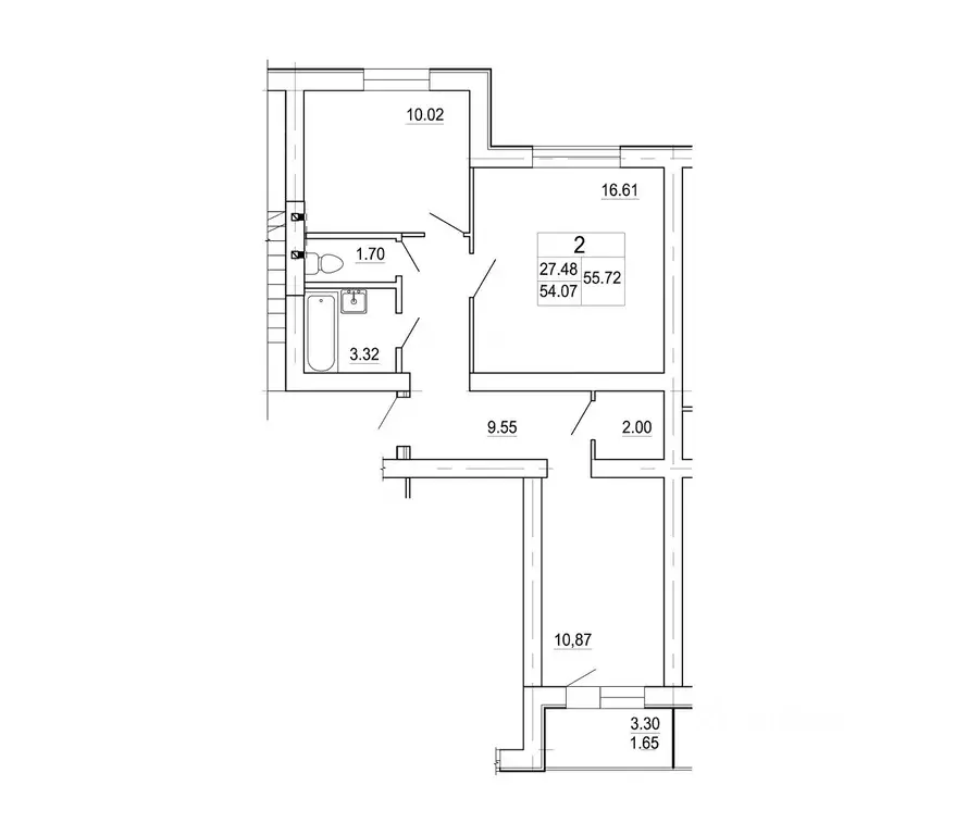 2-к кв. Ленинградская область, Коммунар г. Гатчинский муниципальный ... - Фото 1