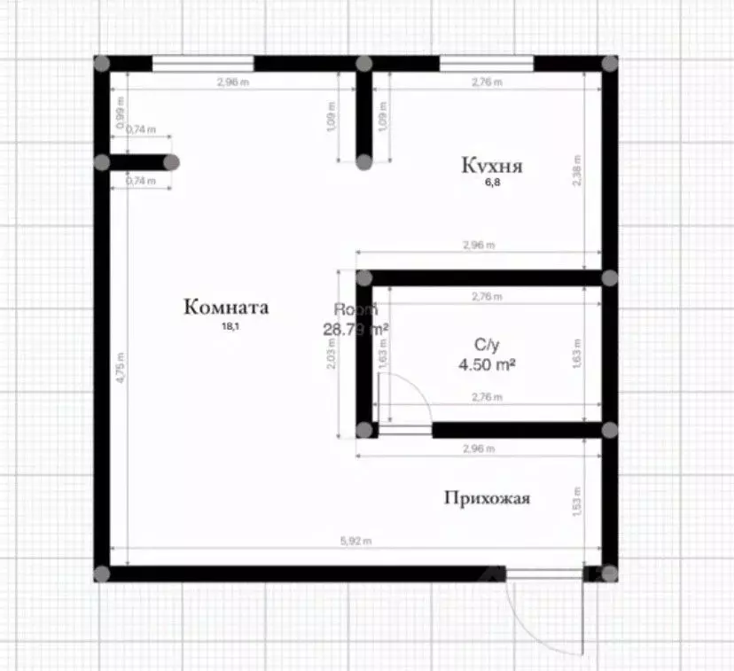 Студия Кабардино-Балкария, Нальчик просп. Ленина (33.0 м) - Фото 2