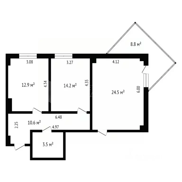 2-к кв. Тюменская область, Тюмень Харьковская ул., 59/5 (62.3 м) - Фото 1