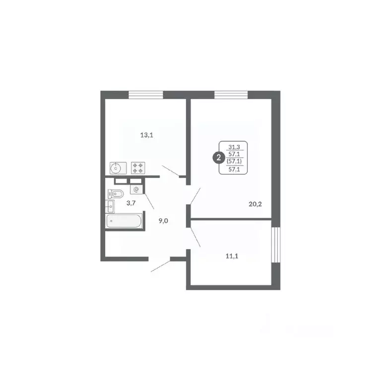 2-к кв. Кировская область, Киров ул. Потребкооперации, 34 (57.1 м) - Фото 1