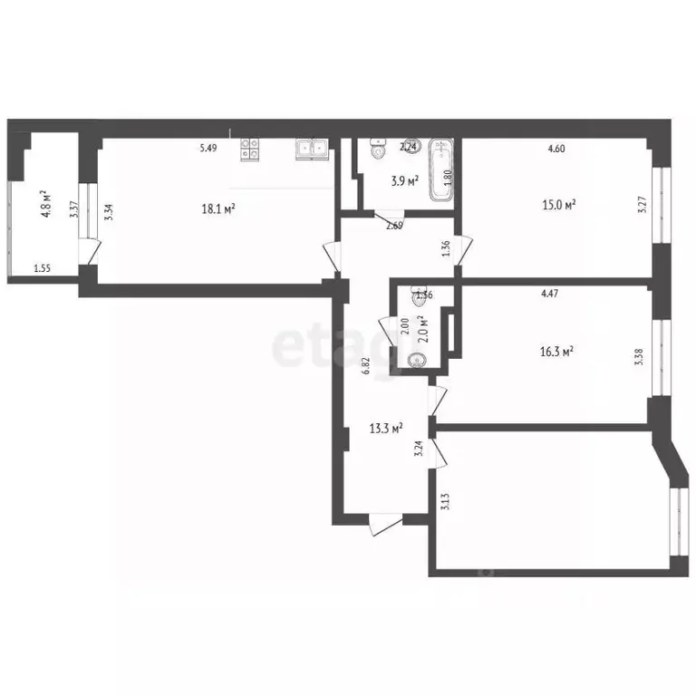 3-к кв. Удмуртия, Ижевск ул. Максима Горького, 150 (90.0 м) - Фото 2