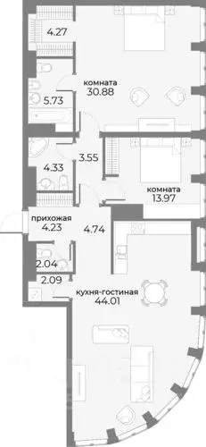 2-к кв. Москва Дружинниковская ул., 15 (123.3 м) - Фото 0