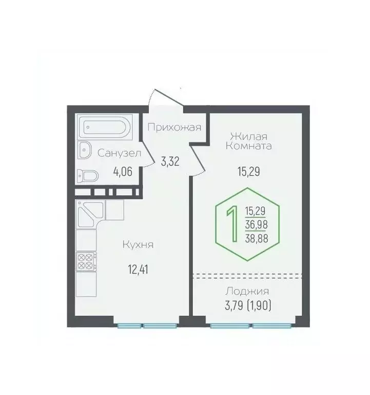 1-к кв. Краснодарский край, Краснодар Обрывная ул., 132/1к1 (36.98 м) - Фото 0