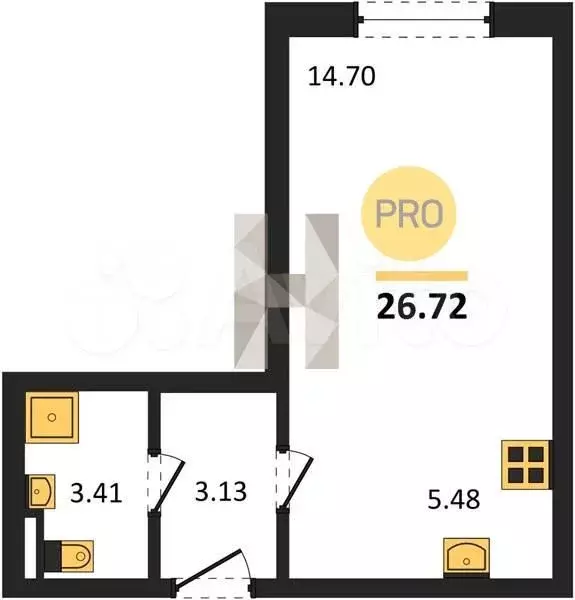 Квартира-студия, 26,7 м, 10/24 эт. - Фото 0