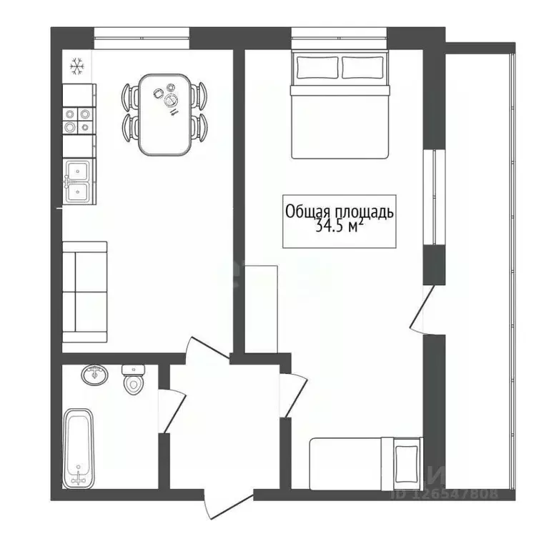 1-к кв. Новосибирская область, Новосибирск ул. Надежды, 4 (34.5 м) - Фото 1