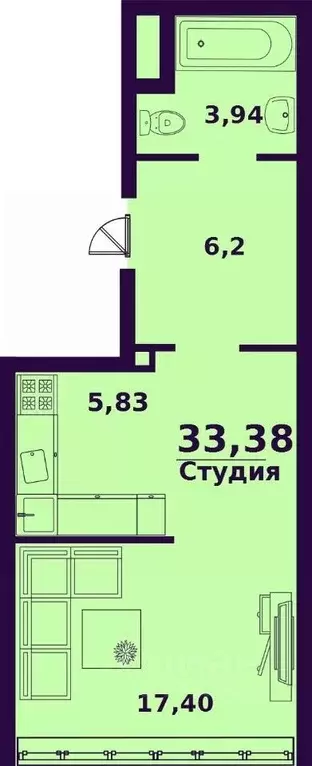 1-к кв. Ульяновская область, Ульяновск Верхняя Терраса мкр, Сиреневый ... - Фото 0