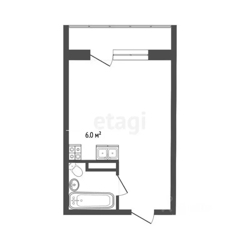 Студия Тюменская область, Тюмень ул. Новоселов, 113 (20.4 м) - Фото 2