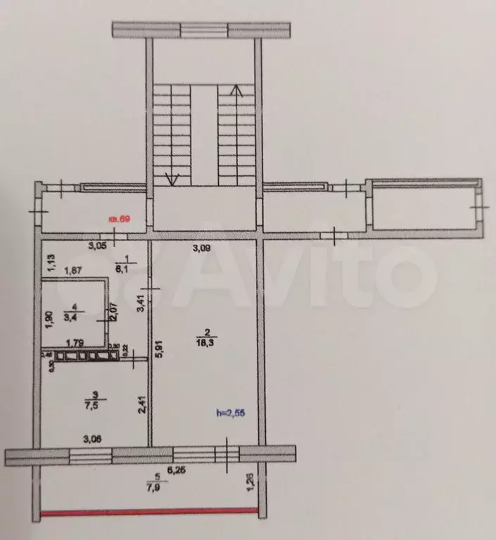 1-к. квартира, 35,3 м, 2/5 эт. - Фото 0