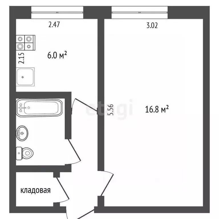 1-к кв. Тюменская область, Тюмень ул. Воровского, 25 (30.0 м) - Фото 2