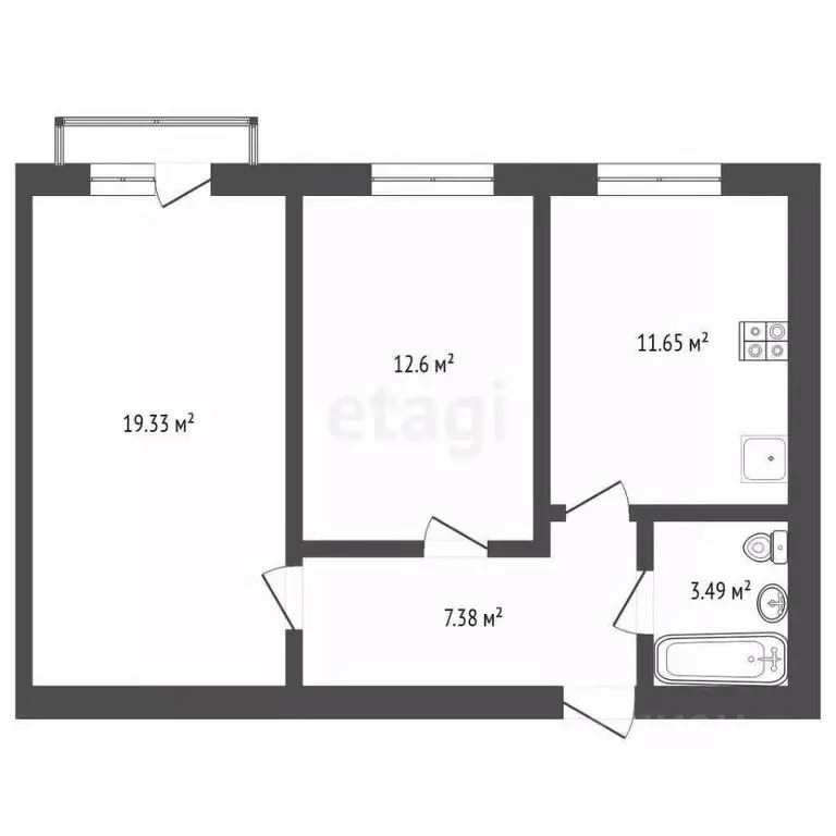 2-к кв. Самарская область, Самара бул. Ивана Финютина, 45 (45.6 м) - Фото 1