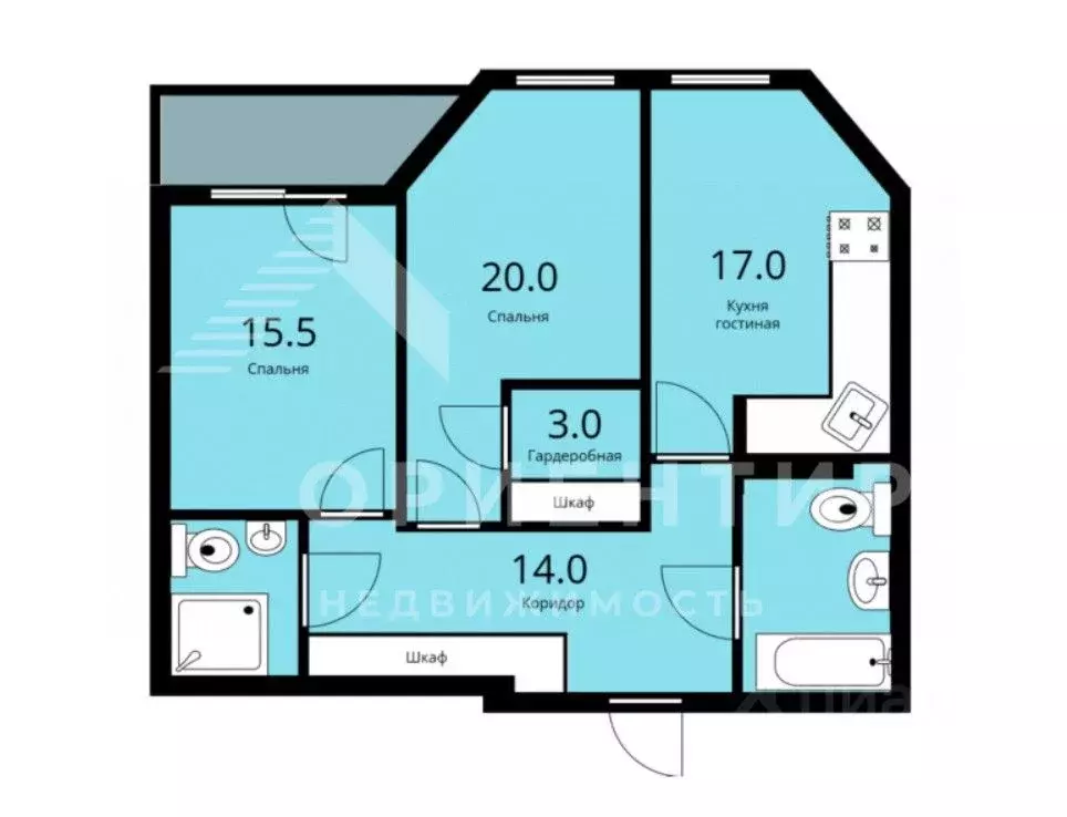 3-к кв. Свердловская область, Екатеринбург ул. Радищева, 33 (80.0 м) - Фото 1