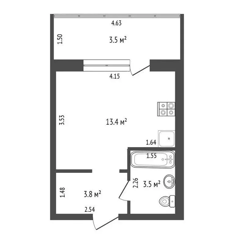Квартира-студия: Набережные Челны, улица Раскольникова, 11 (24.2 м) - Фото 1