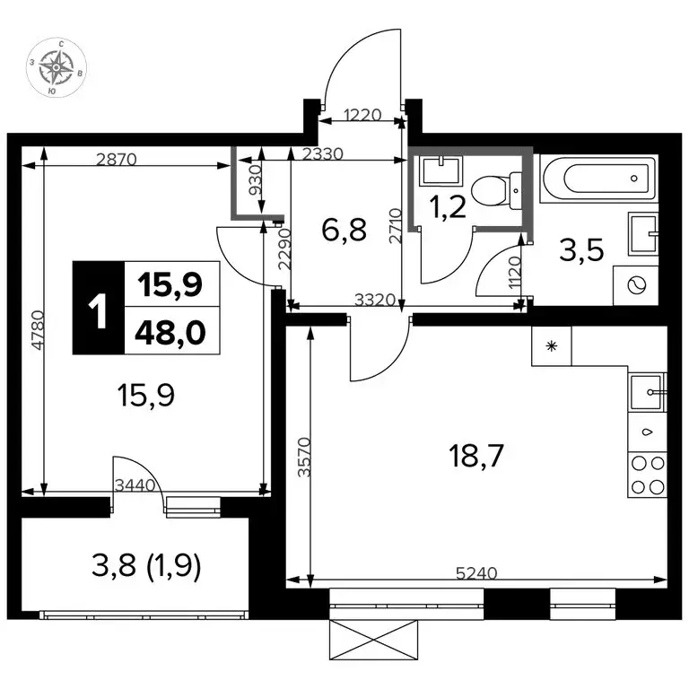 1-комнатная квартира: посёлок Битца, жилой комплекс Южная Битца, Южный ... - Фото 1