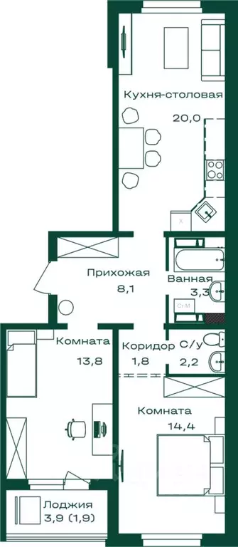 2-к кв. Алтай, Майминский район, с. Майма Алтайская ул., 2Г (65.5 м) - Фото 0