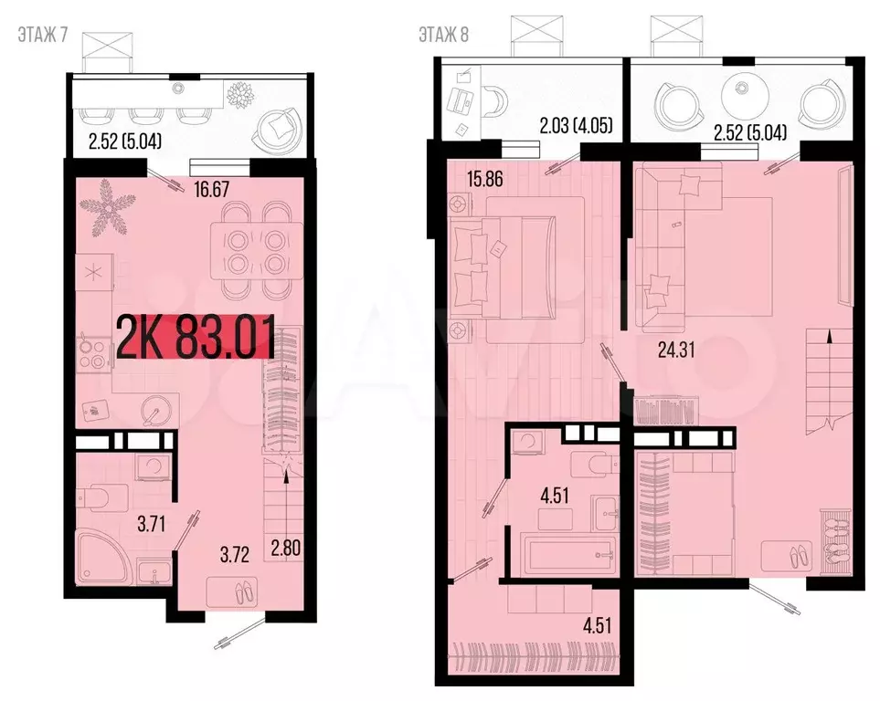 2-к. квартира, 83 м, 7/8 эт. - Фото 0