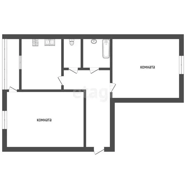 2-комнатная квартира: Заводоуковск, Сибирская улица, 3 (46.5 м) - Фото 1