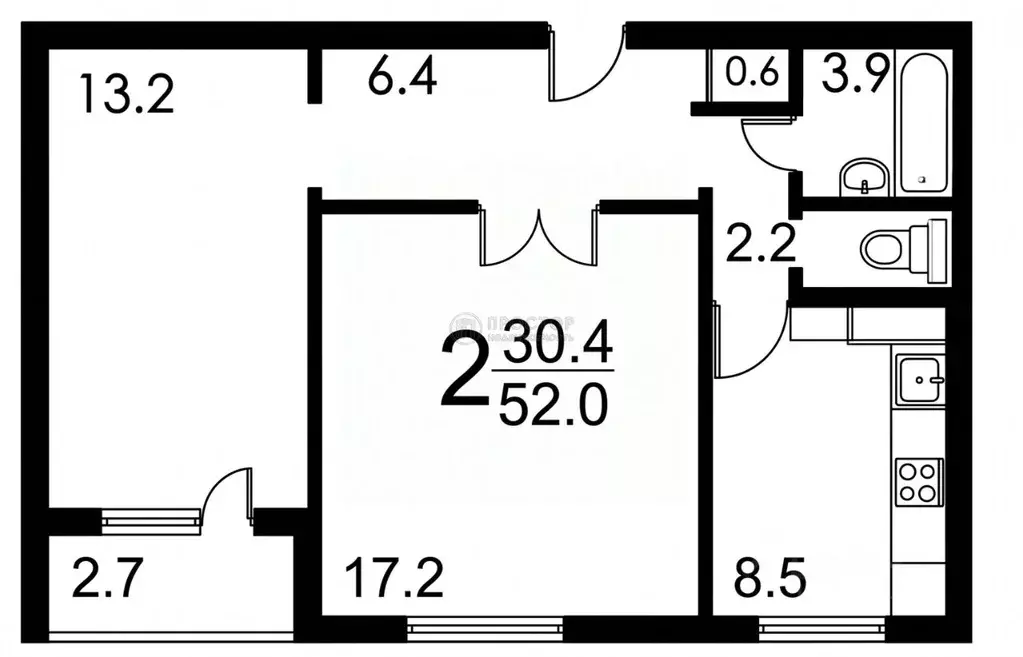 2-к кв. Москва Братеевская ул., 25К3 (52.2 м) - Фото 2